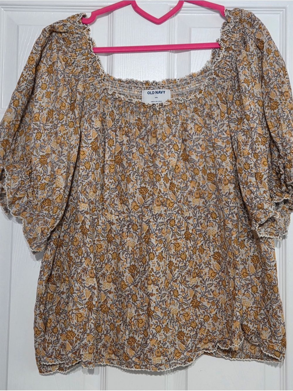 Old Navy Floral Puff Sleeve Square Neck Blouse Top Size XXL